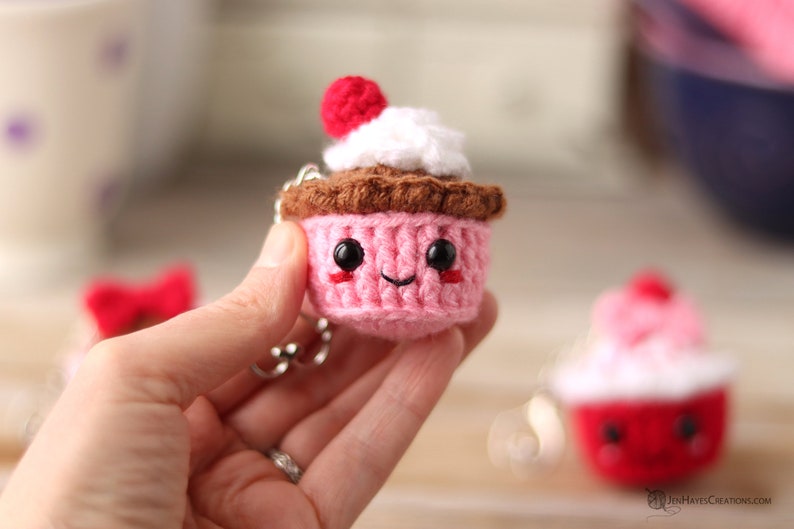 Crochet Cupcake Keychain Pattern Crochet Cupcake Pattern Mini Amigurumi Cupcake Keychain Crochet Amigurumi Cupcake Cupcake Pattern image 3