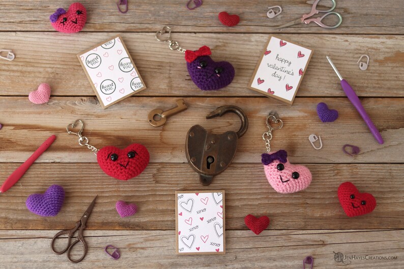 Crochet Puffy Heart Keychain Pattern Puffy Crochet Heart Pattern Valentine's Day Heart Crochet Pattern Amigurumi Heart Pattern Heart image 3