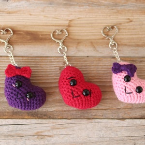 Crochet Puffy Heart Keychain Pattern Puffy Crochet Heart Pattern Valentine's Day Heart Crochet Pattern Amigurumi Heart Pattern Heart image 2