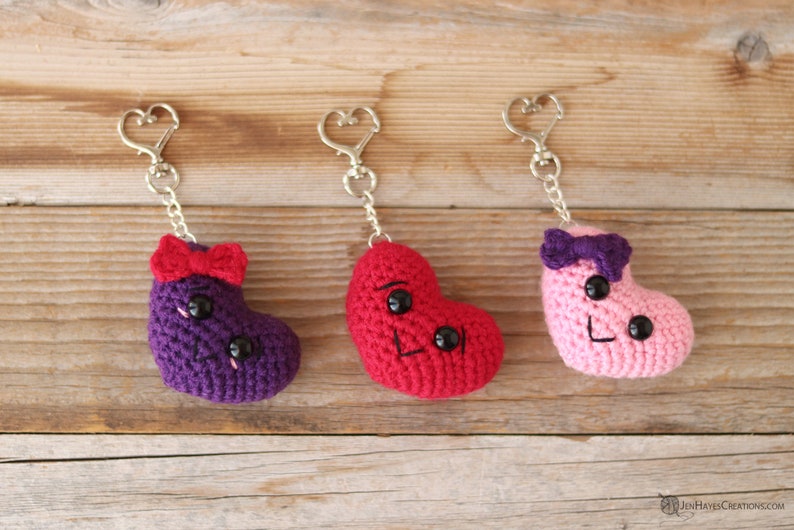 Crochet Puffy Heart Keychain Pattern Puffy Crochet Heart Pattern Valentine's Day Heart Crochet Pattern Amigurumi Heart Pattern Heart image 2