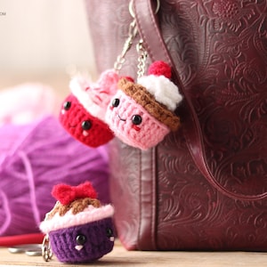 Crochet Cupcake Keychain Pattern Crochet Cupcake Pattern Mini Amigurumi Cupcake Keychain Crochet Amigurumi Cupcake Cupcake Pattern image 4