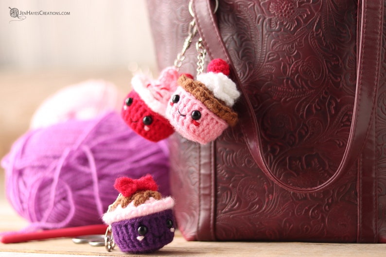 Crochet Cupcake Keychain Pattern Crochet Cupcake Pattern Mini Amigurumi Cupcake Keychain Crochet Amigurumi Cupcake Cupcake Pattern image 4