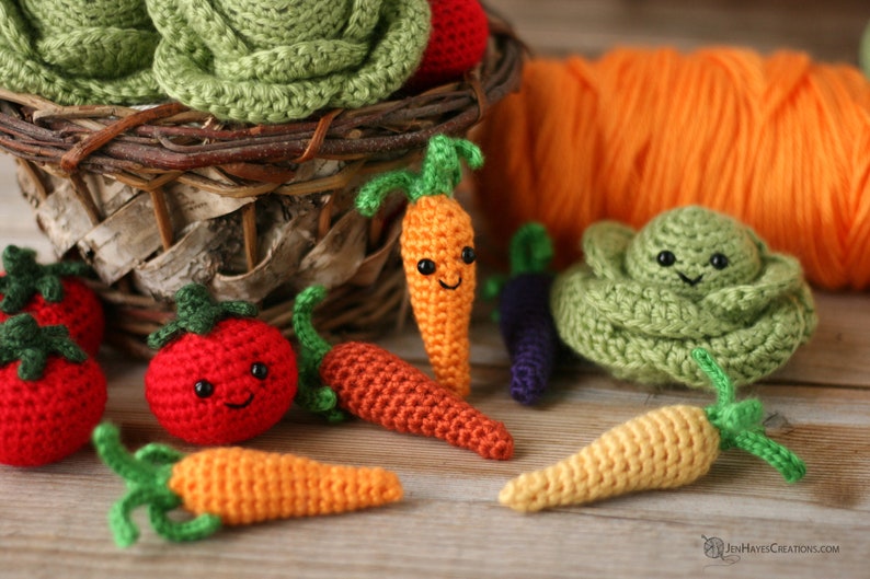 CROCHET PATTERNS Cottage Garden Vegetables ebook: Cabbage, Carrots, Tomatoes Crochet Vegetables Crochet Play Food Amigurumi Food image 2