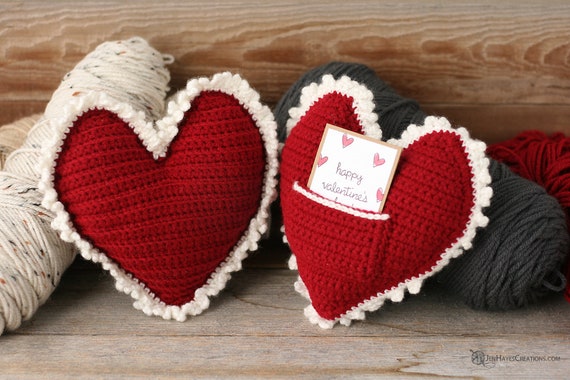 Crochet Heart Pillow  Crochet Valentine's Day Pattern