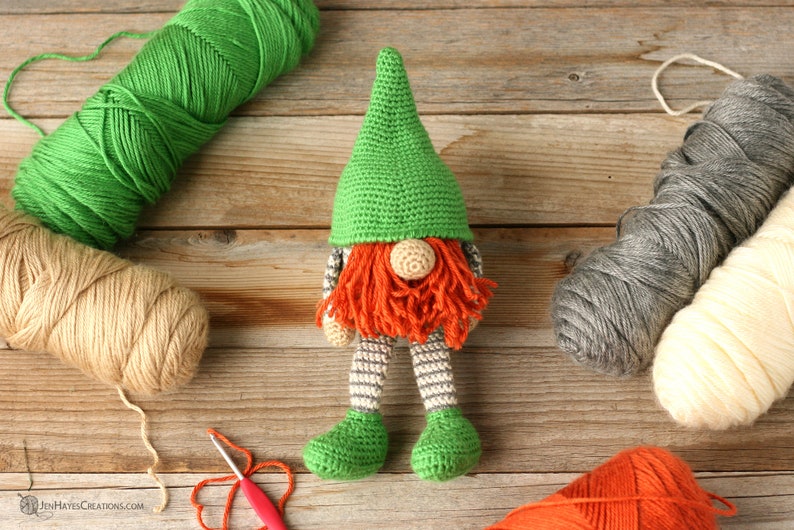 Crochet Gnome Pattern Gnome Amigurumi Crochet Gnome Crochet Leprechaun Gnome Spring Gnome Saint Patrick's Day Gnome Pattern image 2