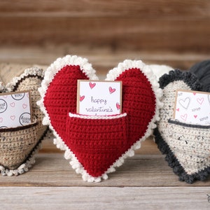 Crochet Heart Pillow Crochet Valentine's Day Pattern Crochet Heart Pattern Valentines Day Pillow Pattern Pillow with Pocket Heart image 3