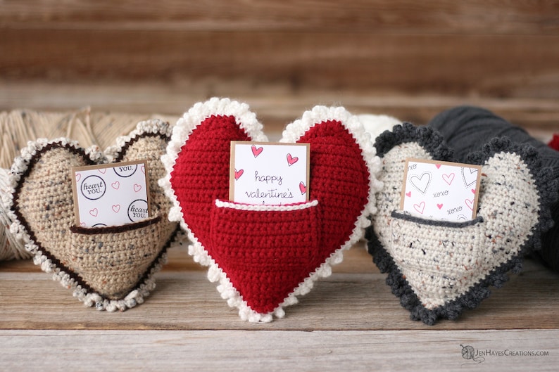 Crochet Heart Pillow Crochet Valentine's Day Pattern Crochet Heart Pattern Valentines Day Pillow Pattern Pillow with Pocket Heart image 3