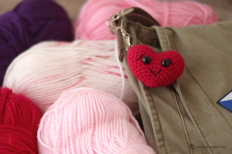 Crochet Puffy Heart Keychain Pattern Puffy Crochet Heart Pattern Valentine's Day Heart Crochet Pattern Amigurumi Heart Pattern Heart image 4
