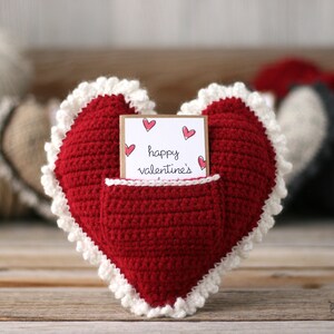 Crochet Heart Pillow Crochet Valentine's Day Pattern Crochet Heart Pattern Valentines Day Pillow Pattern Pillow with Pocket Heart image 5