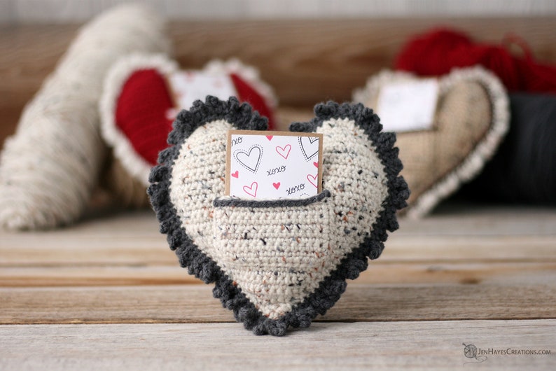 Crochet Heart Pillow Crochet Valentine's Day Pattern Crochet Heart Pattern Valentines Day Pillow Pattern Pillow with Pocket Heart image 6