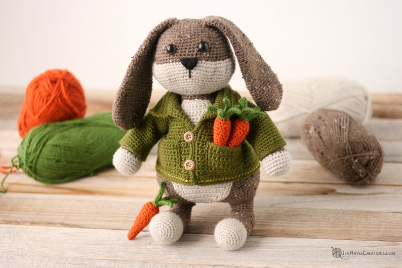 Cottage Garden Crochet Bunny and Jacket Pattern Bunny in Jacket Bunny Pattern Long Eared Bunny Bunny Amigurumi Easter Bunny image 3