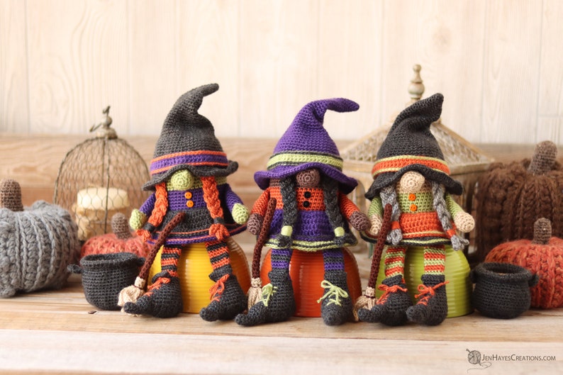 Crochet Witch Gnome Pattern Crochet Witch's Broom Halloween Witch Halloween Gnome PDF Witch's Broom Witch Hat Amigurumi Witch image 3