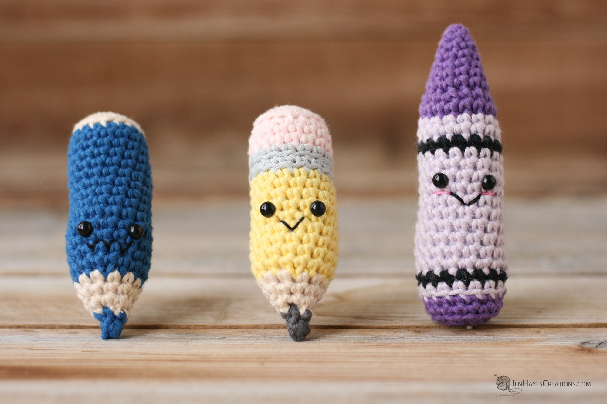 38 Crochet Kawaii Patterns with Keychains, Amigurumi, Hats, and Coasters 36 Crochet Kawaii Pencil and Crayon Patterns