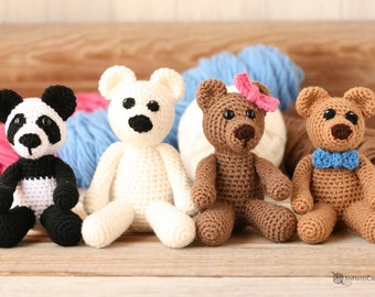 Small Animal Collection Bears and Panda | Crochet Bears Pattern | Crochet Teddy Bear Pattern | Crochet Panda Bear Pattern | Amigurumi Bears