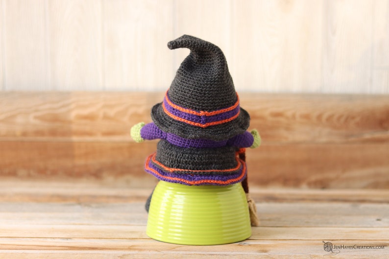 Crochet Witch Gnome Pattern Crochet Witch's Broom Halloween Witch Halloween Gnome PDF Witch's Broom Witch Hat Amigurumi Witch image 8