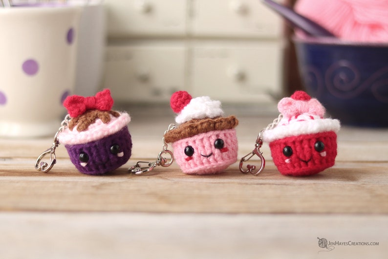 Crochet Cupcake Keychain Pattern Crochet Cupcake Pattern Mini Amigurumi Cupcake Keychain Crochet Amigurumi Cupcake Cupcake Pattern image 1