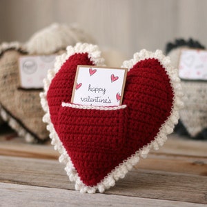 Crochet Heart Pillow Crochet Valentine's Day Pattern Crochet Heart Pattern Valentines Day Pillow Pattern Pillow with Pocket Heart image 4