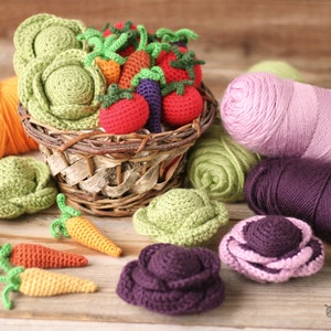 PATRONES DE CROCHET / Libro electrónico de verduras de la huerta: repollo, zanahorias, tomates / Verduras de ganchillo / Comida de juguete de ganchillo / Comida Amigurumi imagen 7