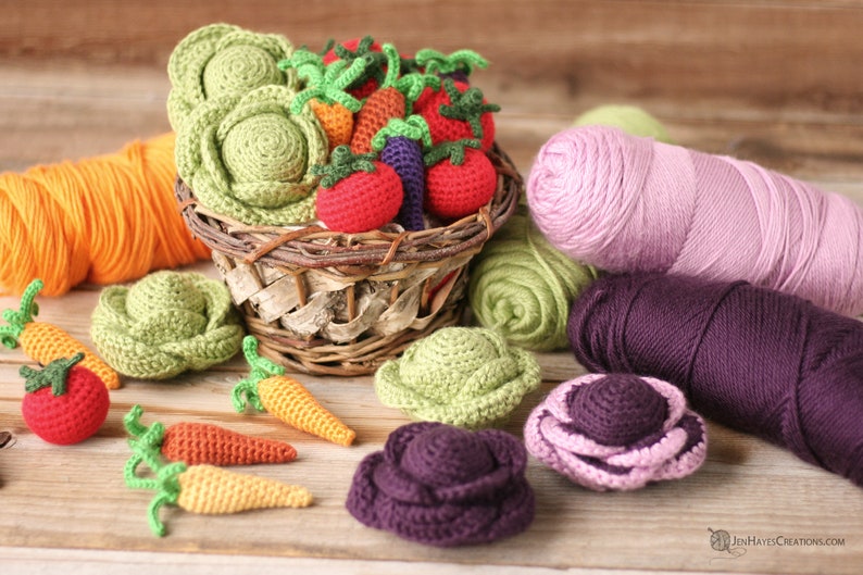 PATRONES DE CROCHET / Libro electrónico de verduras de la huerta: repollo, zanahorias, tomates / Verduras de ganchillo / Comida de juguete de ganchillo / Comida Amigurumi imagen 7