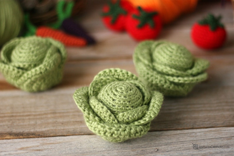 CROCHET PATTERNS Cottage Garden Vegetables ebook: Cabbage, Carrots, Tomatoes Crochet Vegetables Crochet Play Food Amigurumi Food image 3