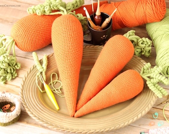 Large Crochet Carrots Pattern | Large Carrot Pattern in Four Sizes | Crochet Carrot | Carrot Toy Pattern | Carrot Decoration | Easter Decor