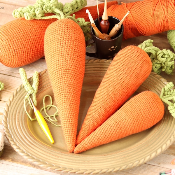 Large Crochet Carrots Pattern | Large Carrot Pattern in Four Sizes | Crochet Carrot | Carrot Toy Pattern | Carrot Decoration | Easter Decor