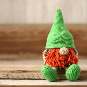 Crochet Gnome Pattern Gnome Amigurumi Crochet Gnome Crochet Leprechaun Gnome Spring Gnome Saint Patrick's Day Gnome Pattern image 3