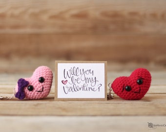 Crochet Puffy Heart Keychain Pattern | Puffy Crochet Heart Pattern | Valentine's Day Heart Crochet Pattern | Amigurumi Heart Pattern | Heart