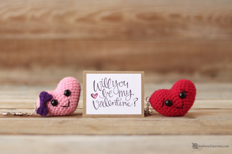 Crochet Puffy Heart Keychain Pattern Puffy Crochet Heart Pattern Valentine's Day Heart Crochet Pattern Amigurumi Heart Pattern Heart image 1