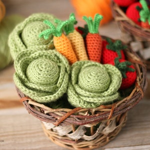 PATRONES DE CROCHET / Libro electrónico de verduras de la huerta: repollo, zanahorias, tomates / Verduras de ganchillo / Comida de juguete de ganchillo / Comida Amigurumi imagen 1