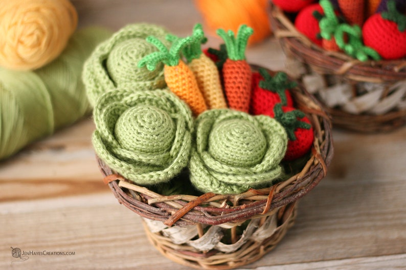 CROCHET PATTERNS Cottage Garden Vegetables ebook: Cabbage, Carrots, Tomatoes Crochet Vegetables Crochet Play Food Amigurumi Food image 1