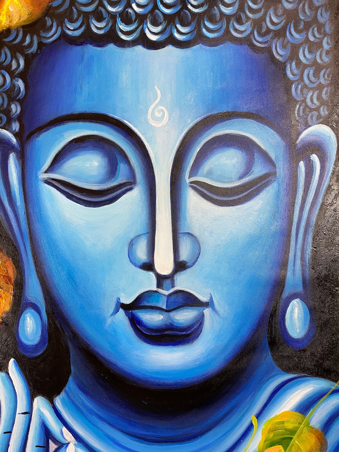 Blue Buddha Oil Painting Buddha Art Sacred Art 24 Etsy