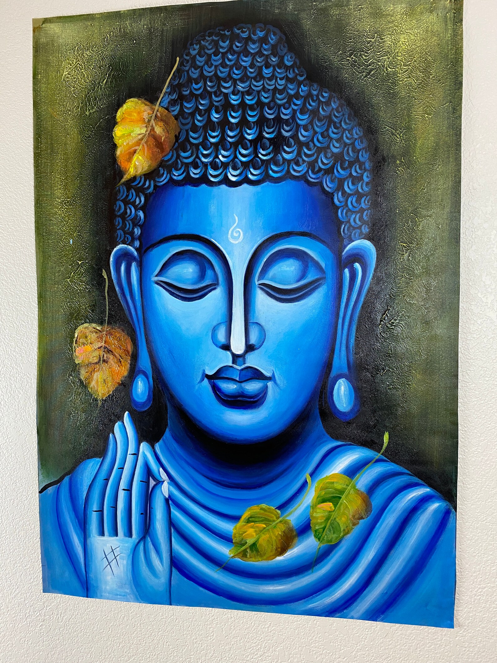 Blue Buddha Oil Painting Buddha Art Sacred Art 24 Etsy