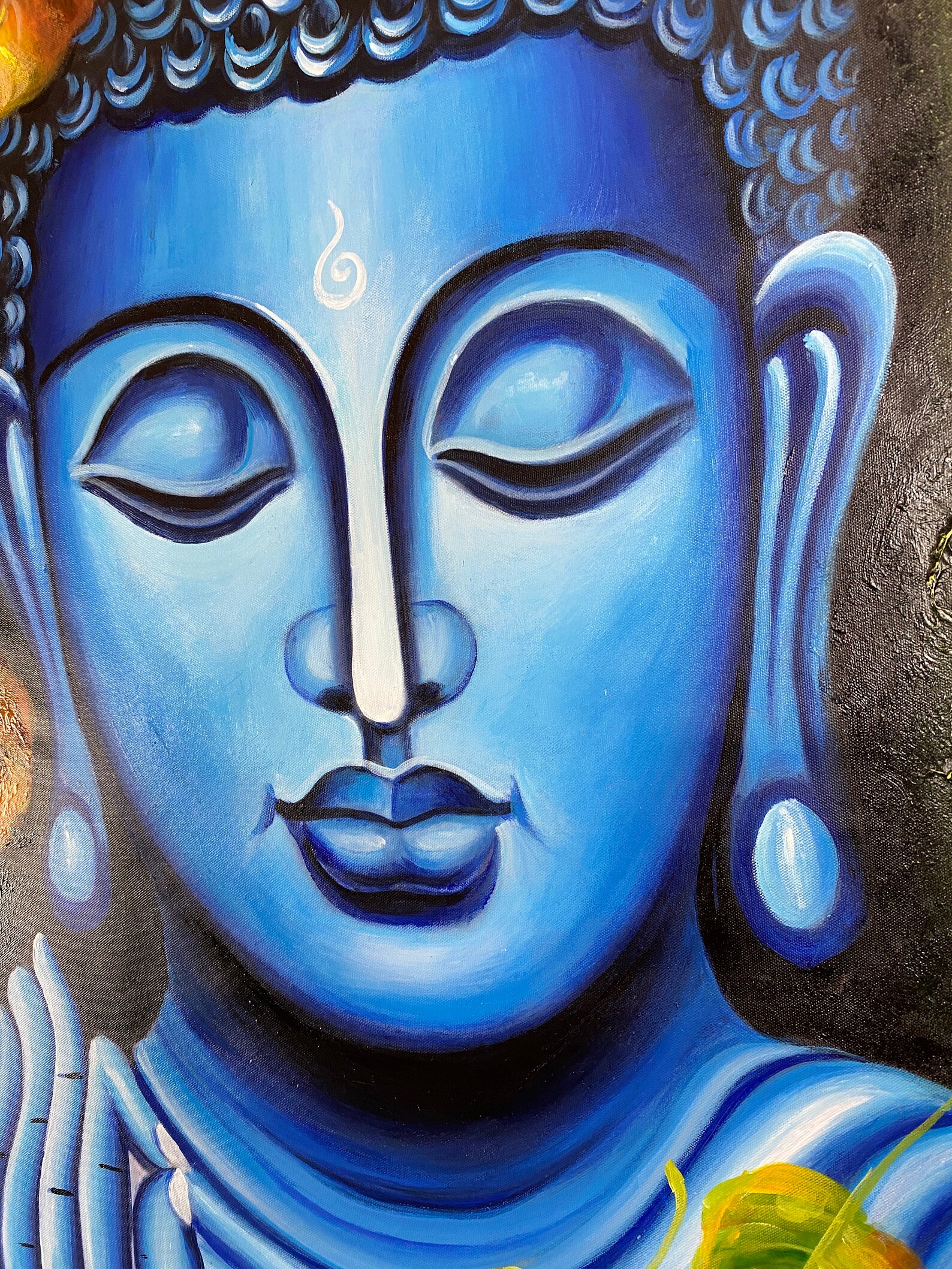 Blue Buddha Oil Painting Buddha Art Sacred Art 24 Etsy