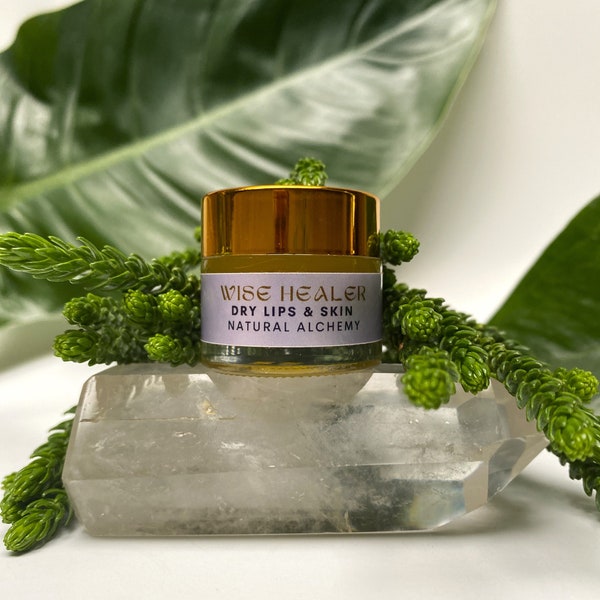 WISE HEALER - Ayurvedic Balm for Dry Lips & Skin with Ghee, Neem, Calendula, Hibiscus, Orchid, Fig - 10ml