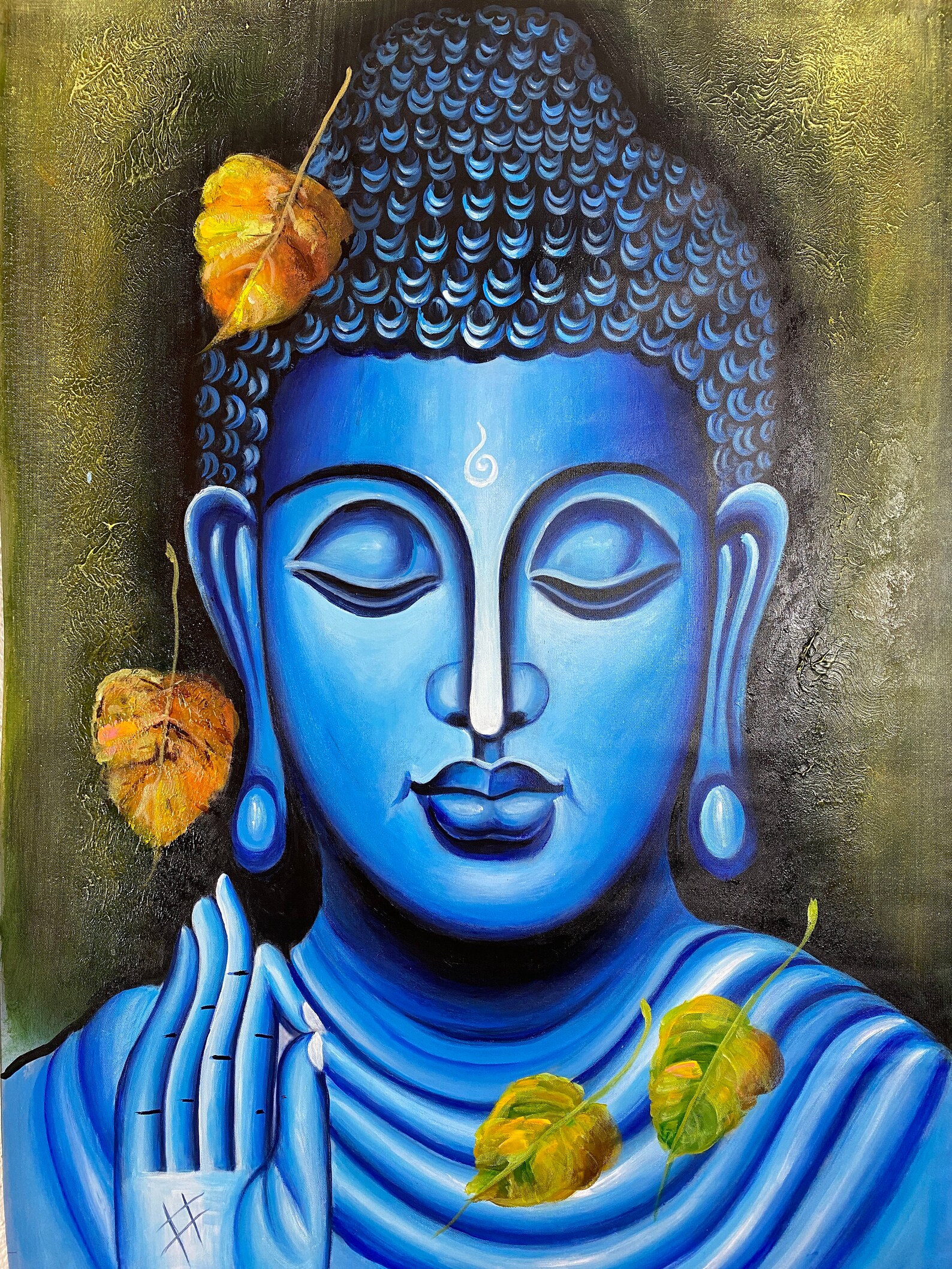 Blue Buddha Oil Painting Buddha Art Sacred Art 24 - Etsy