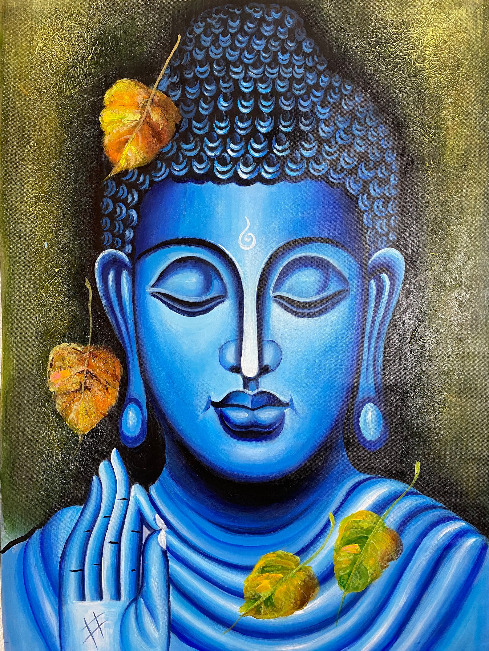 Blue Buddha Oil Painting Buddha Art Sacred Art 24 Etsy