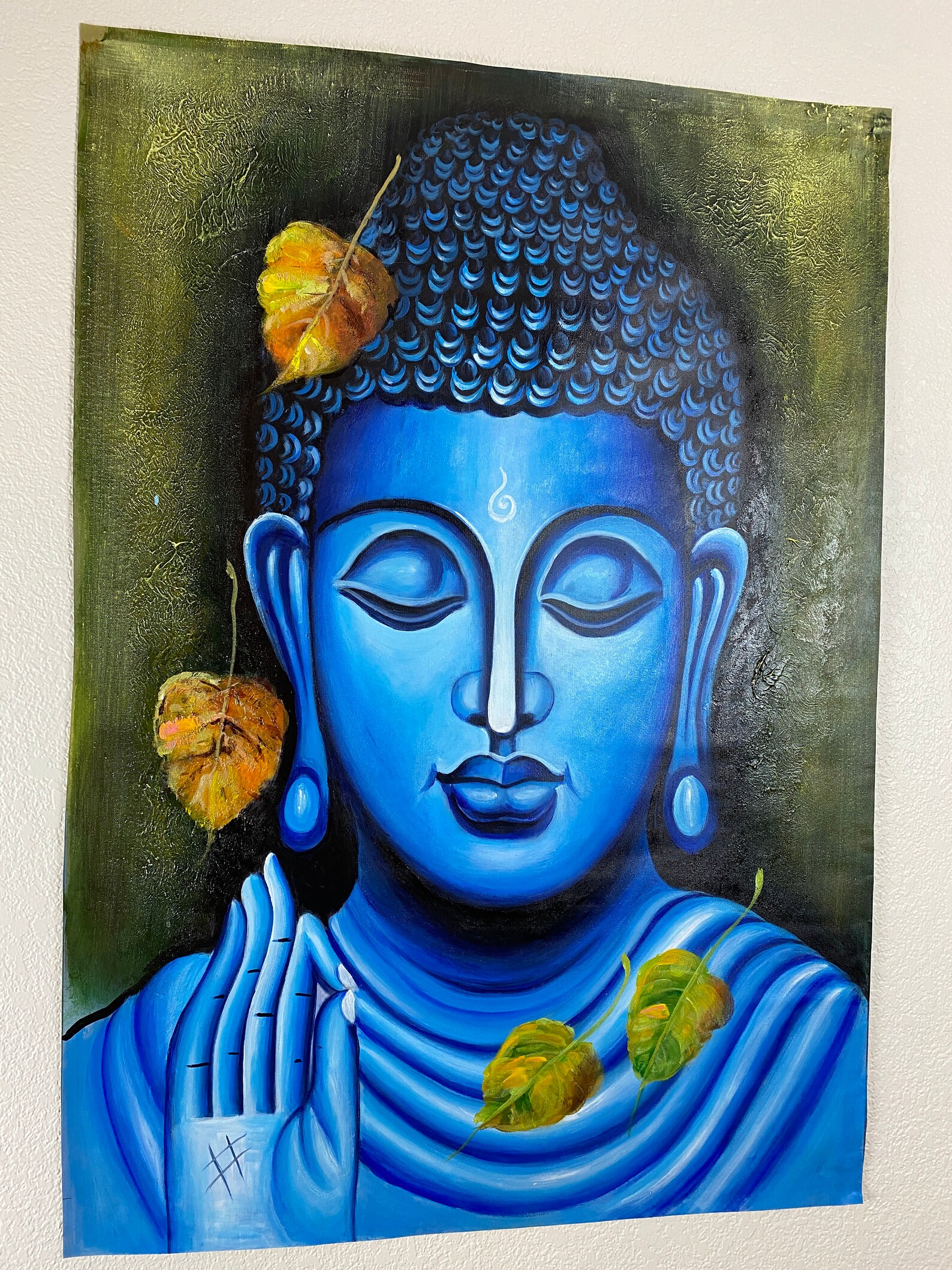 Blue Buddha Oil Painting Buddha Art Sacred Art 24 Etsy