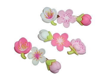 3 pcs pink sakura flowers on alligator clips Ladies girls  (VSB70)