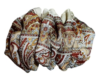 Bruin koperen paisley dames haarspeldje sjaal handgemaakte extra grote haarboog voor dames (VSB68)