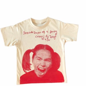 Handmade Bjork Screen Printed Embroidered Baby Tee 90s Archive 00s