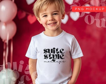 No. 38 | Boy Valentines Day T-shirt Mockup | Kids White T-shirt Mockup | Boy T-shirt Mockups | T-shirt Mock Ups for Boys | Digital Download
