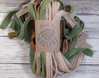 Washed Wool Strips #6 Wool Rug Hooking Strips Mill Dyed Shades of Earth Tones Texture Bundle 100 #4