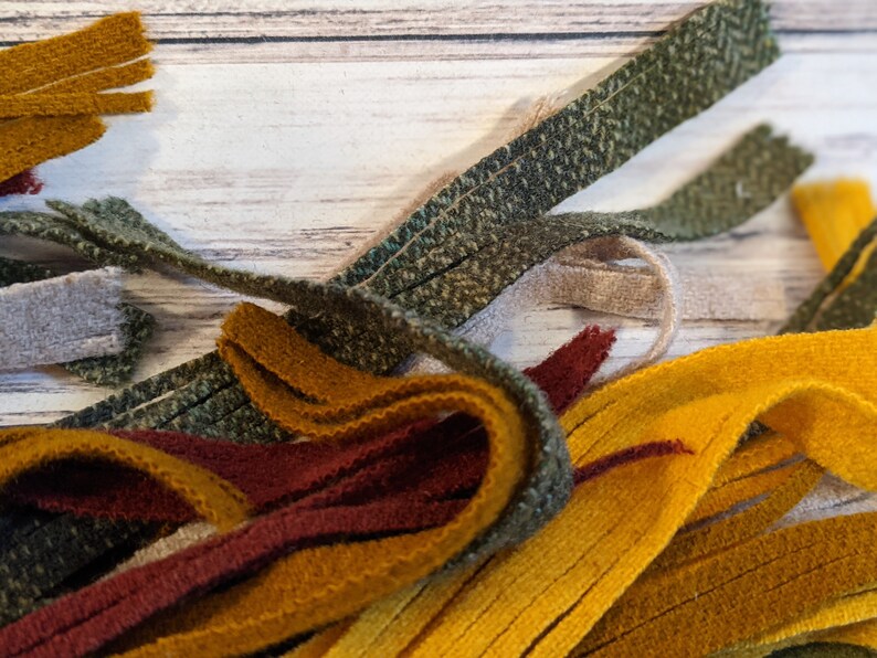 Washed Wool Strips #6 Wool Rug Hooking Strips Mill Dyed Shades of Earth Tones Texture Bundle 100 #4