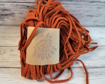 Burnt Orange 100 #4, #6 or #8 Dorr Mill Wool Mill Dyed Strips for Rug Hooking, Washed Wool Rug Hooking Strips