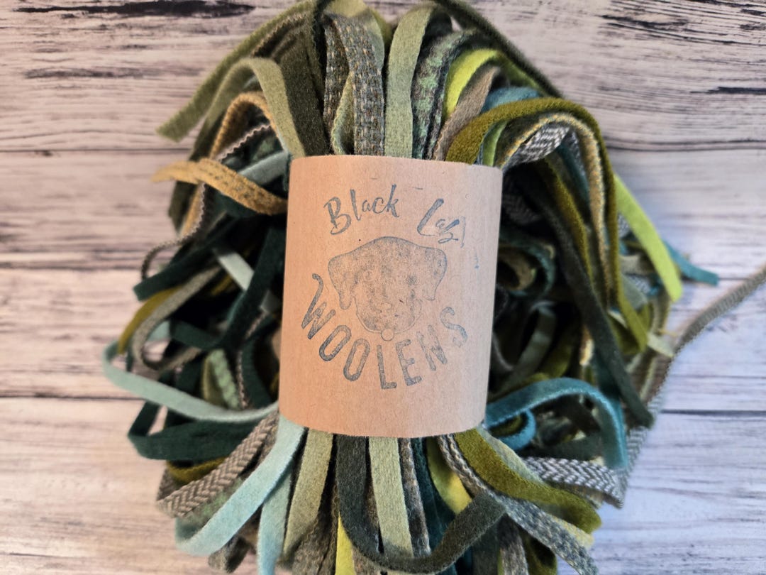 Greens #8 Grab Bag of 100 Dorr Mill Wool Strips for Rug Hooking ...