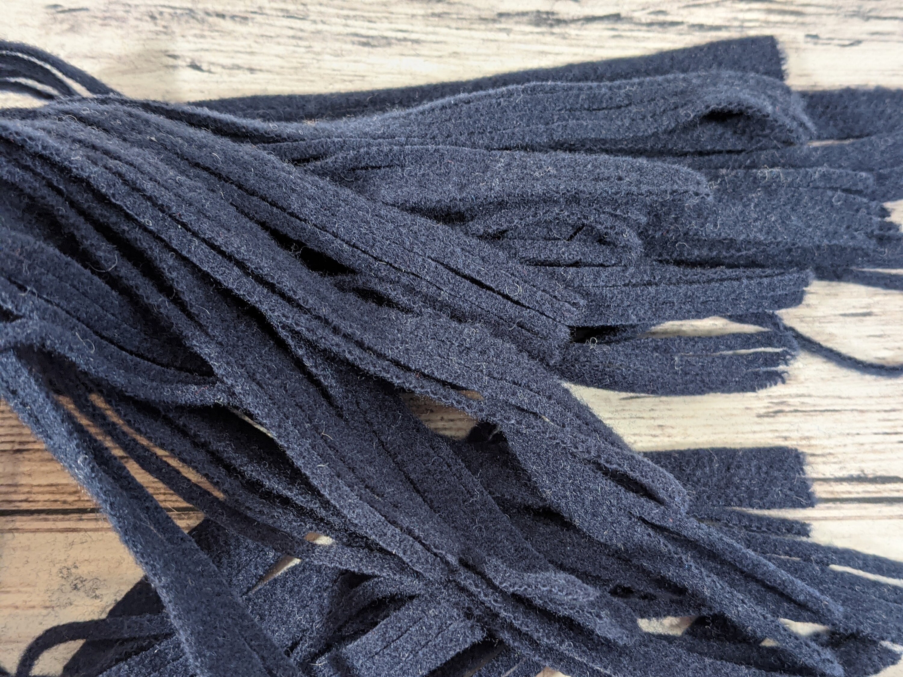 Dark Navy Wool Strips for Rug Hooking, 100 #4, #6 or #8 Mill Dyed Navy ...