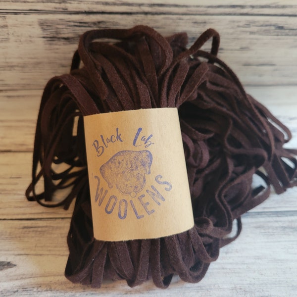 Dark Chocolate Brown Mill Dyed Dark Brown Strips for Rug Hooking, 100 #4, #6 or #8 Washed Wool Rug Hooking Strips