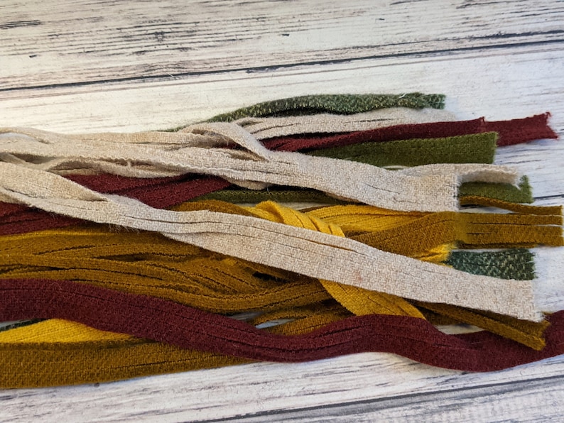 Washed Wool Strips #6 Wool Rug Hooking Strips Mill Dyed Shades of Earth Tones Texture Bundle 100 #4