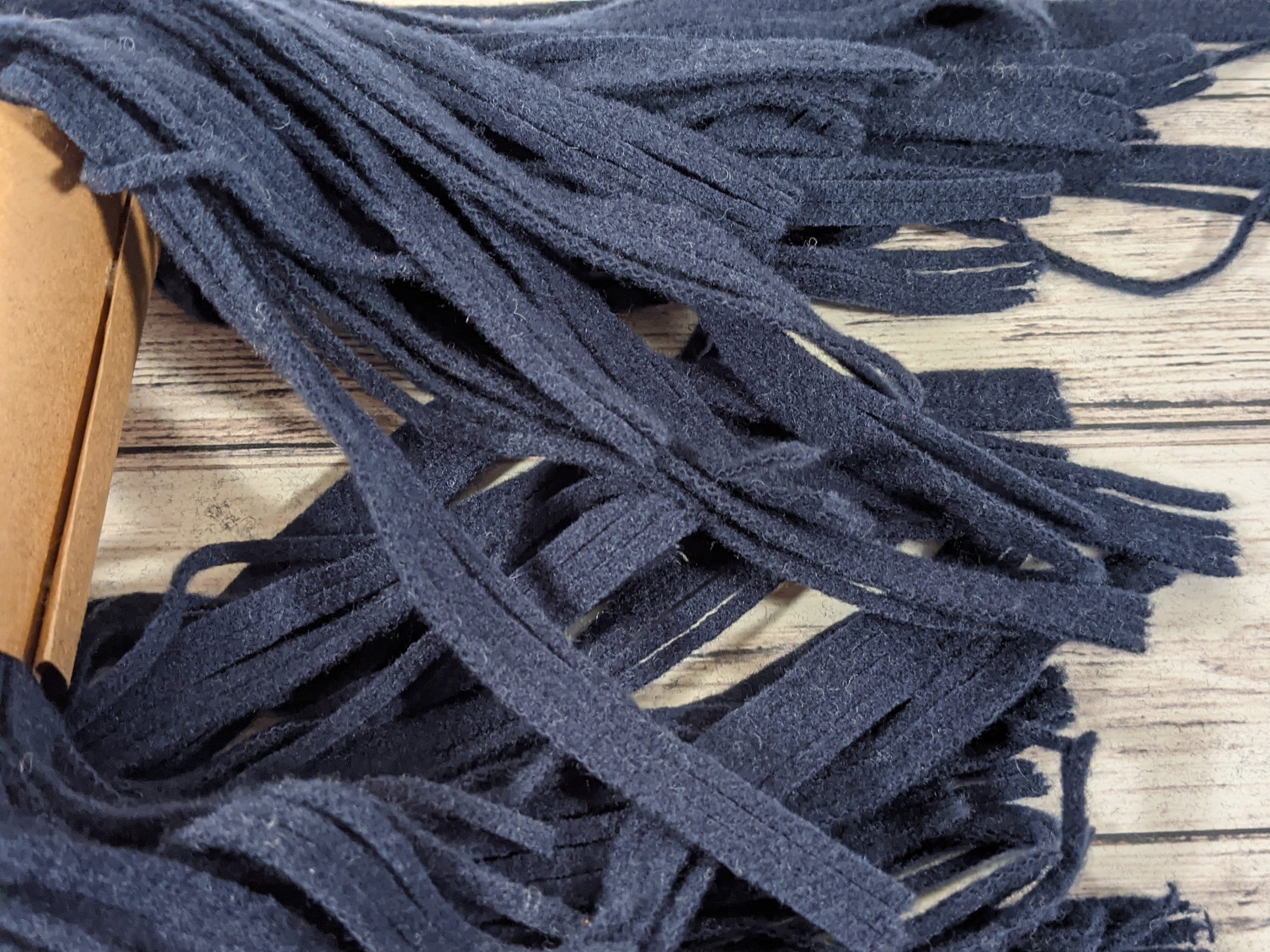 Dark Navy Wool Strips for Rug Hooking, 100 #4, #6 or #8 Mill Dyed Navy ...